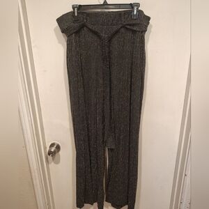 Torrid Black Metallic Striped Self Tie Wide Leg Lurex Pull-On Pants Sz 2 (18/20)